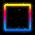 Rainbow Square Border with Sparkles Royalty Free Stock Photo