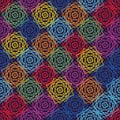 Rainbow square line rose symmetry seamless pattern Royalty Free Stock Photo