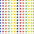 Rainbow squares. Geometric raster seamless vector pattern. Hand drawn orange, yellow, green, orange, red,and blue squares on a Royalty Free Stock Photo