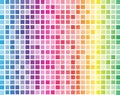 Rainbow squares with white grid background