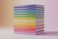 Rainbow stack of colorful books with gradient background for creative inspiration Royalty Free Stock Photo