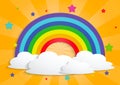 Rainbow star and clouds background