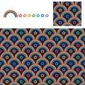 Rainbow star neon symmetry half style seamless pattern demo