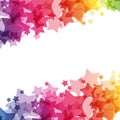 Rainbow stars border, vector texture, carnival bright decoration card