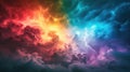 Rainbow storm clouds weave vibrant hues over a captivating landscape. Ai Generated Royalty Free Stock Photo