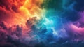 Rainbow storm clouds weave vibrant hues over a captivating landscape. Ai Generated Royalty Free Stock Photo