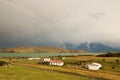 Rugged mountains and a rainbow at Mirador del Paine, Patagonia, Chile