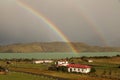 Rugged mountains and a double rainbow at Mirador del Paine, Patagonia, Chile Royalty Free Stock Photo