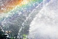 Rainbow streams of water from the fountain