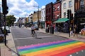 Rainbow street crossing on Camden High Street, London