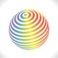 Rainbow strip ball logo. Three-dimensional spheres with colorful lines. Color design symbol. Jpeg Royalty Free Stock Photo