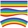 Rainbow stripe vector. Colorful abstract wave. Bright curved pattern. Vibrant gradient design.