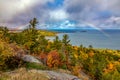 Rainbow at Sugarloaf Mountain in Autumn, Marquette Michigan Royalty Free Stock Photo