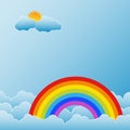 Rainbow with Sun and Clouds Royalty Free Stock Photo