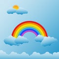 Rainbow with Sun and Clouds Royalty Free Stock Photo