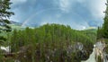 Rainbow at the Sunwapta falss and canyon in jasper canada Royalty Free Stock Photo