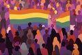 rainbow group celebration concept homosexual freedom pride flag parade community. Generative AI. Royalty Free Stock Photo