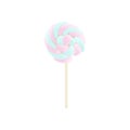 Rainbow swirl lollipop, vector icon. Sweet candy isolated blue and rose icing and sprinkles, stripes Royalty Free Stock Photo