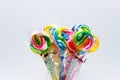 Rainbow Swirl Ripple Lollipops. Isolated