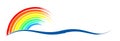 Rainbow symbol with wave.