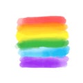 Rainbow texture, symbol of LGBTQ pride. Vector watercolor spectrum. Hand drawn paint strokes isolated on white