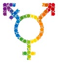 Rainbow Three gender symbol Collage Icon of Round Dots