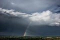 Rainbow and thunderstorm, Rapid City, South Dakota Royalty Free Stock Photo