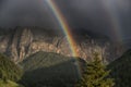 Rainbow after the thunderstorm at the sunset