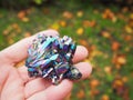 Rainbow titanium raw cluster crystal