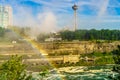 Rainbow to Canada over Niagara River, Niagara Falls Royalty Free Stock Photo