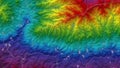 Rainbow Topographic Map of Mountainous Terrain Royalty Free Stock Photo