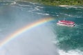 Rainbow at tourist boat on Niagara Falls.