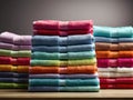 Rainbow Towel Array: Crafting Lively Backgrounds with Vibrant Textures Royalty Free Stock Photo