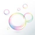 Rainbow transparent vector soap bubbles