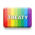 Rainbow treaty button icon with gleaming text for pride and inclusion Royalty Free Stock Photo