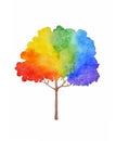 Rainbow tree illustration. Watercolor painting Royalty Free Stock Photo