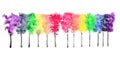 Rainbow trees on white background