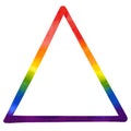 Rainbow triangle frame with watercolor brush background.LGBT Pride month texture concept. Vector illustration Royalty Free Stock Photo