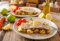 Rainbow trout fillet with roasted potatoes Royalty Free Stock Photo