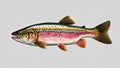 Rainbow trout fish isolated on a white background. Side view. Royalty Free Stock Photo