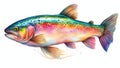 Rainbow trout fish isolated on a white background. Side view. Royalty Free Stock Photo