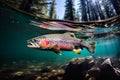 Rainbow trout swimming underwater Royalty Free Stock Photo