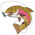 Rainbow Trout Vector Isolated On A White Background. Fish Mascot Vector Illustration. Royalty Free Stock Photo