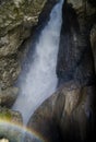 Rainbow on Trummelbach Falls - a series of ten glacier-waterfalls inside the mountain. Lauterbrunnen-Stechelberg valley