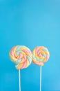 Rainbow twist roll marshmallow like lollipop Royalty Free Stock Photo