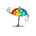 Rainbow umbrella Businessman cartoon character with glasses and tie Royalty Free Stock Photo