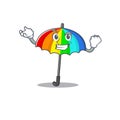 Rainbow umbrella cartoon character style with happy face Royalty Free Stock Photo