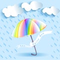 Rainbow umbrella and rain