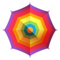 Rainbow umbrella. Top view of resort parasol Royalty Free Stock Photo