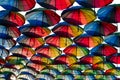 Rainbow umbrellas isolated on a white background Royalty Free Stock Photo